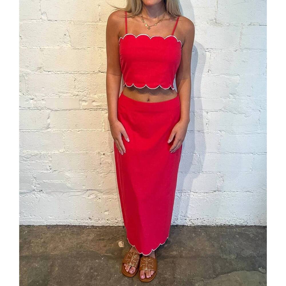 NEW ADELINE amelie midi skirt in red